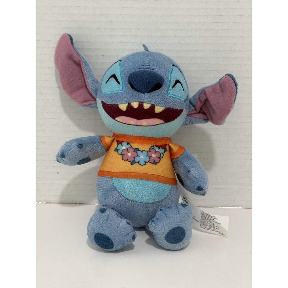 Disney Stitch Plush Hawaiian Lei Shirt Toy 7.5"